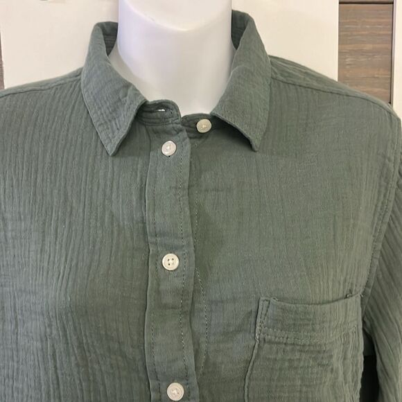 J. Crew Women’s Green Long Sleeve Super Soft Cotton Button Down Shirt- Size 6 - Picture 4 of 14